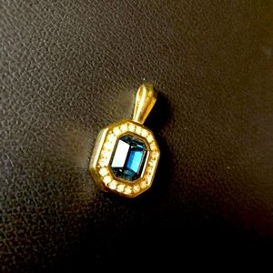 Vintage Blue and Gold Tone Swarovski Pendant